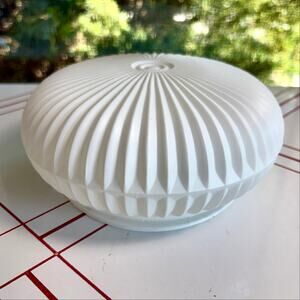 Vintage White Frosted Pleated Lamp Shade, Bullseye Art Deco Globe Replacement